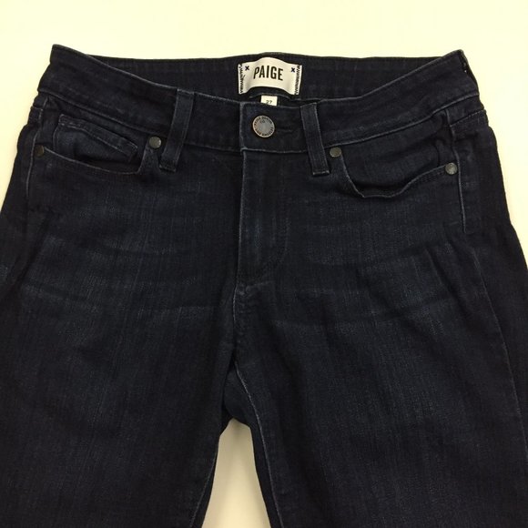 PAIGE Medium/Dark Wash 5 Pocket Logo Hardware VERDUGO Skinny Ankle Jeans - Picture 4 of 13